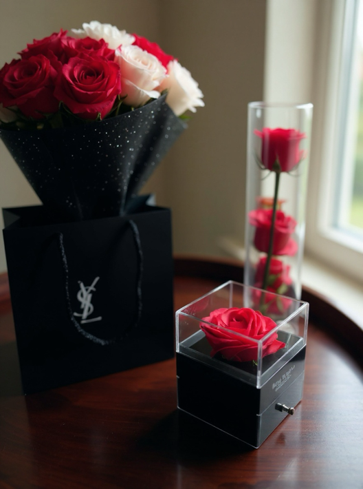 Support bijoux à rose
