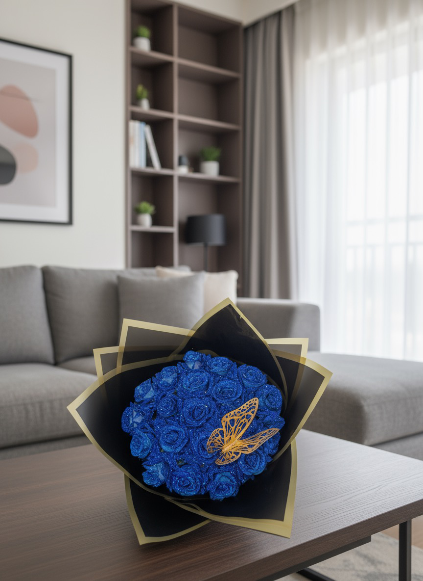 Bouquet de rose bleu (25 roses)